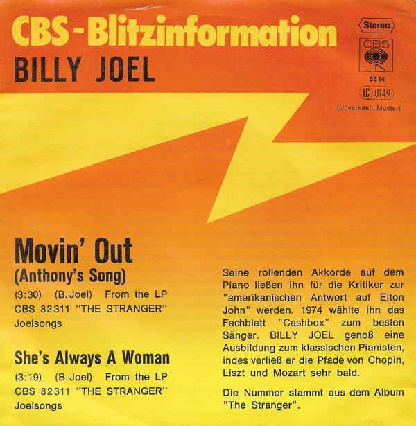 Billy Joel - Movin' Out (Anthony's Song) / She's Always A Woman